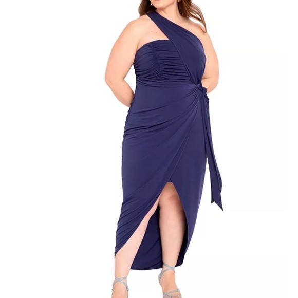 Eloquii Dresses & Skirts - NWT ELOQUII Royal Blue One Shoulder Draped Ruched Maxi Dress Size 22 Formal